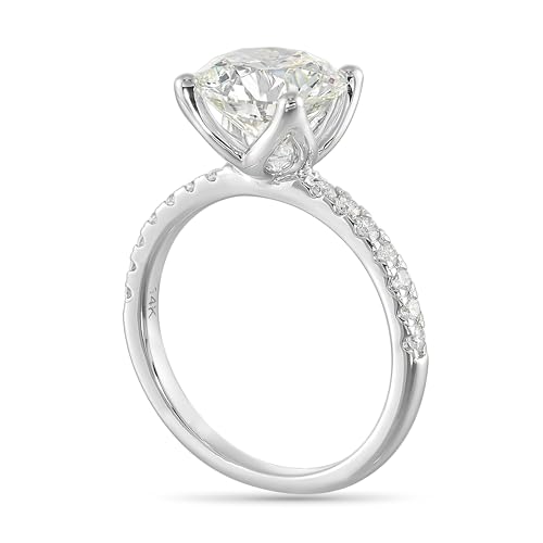 IGI Certified 1 1/4 to 3 1/3 Carat Lab Grown Diamond Engagement Ring for Women I 14k White Gold Ring for Her Side Stones (G-H VS1-VS2 cttw) Wedding Promise Anniversary Ring Size 6 to 82