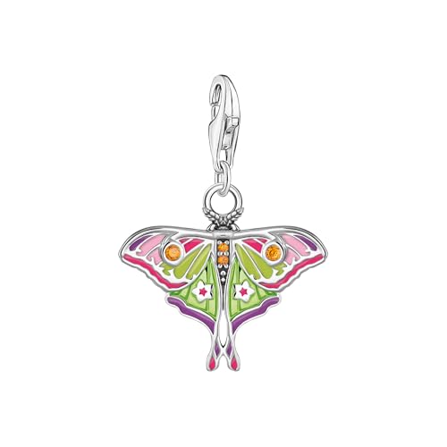 THOMAS SABO Charm-Anhänger bunter Nachtfalter Silber Recyceltes 925 Silber, Geschw., Kaltemail