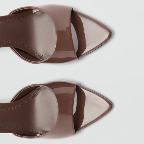 Image of YIYA Women's Open Pointed Peep Toe Mules Kitten Heels Stiletto High Heels Slide Sandals Summer Slip On Backless Dress Spring Summer Pumps Shoes