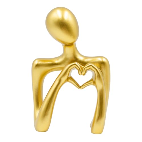 Escultura Abstracta Dorada con Corazón para Decoración