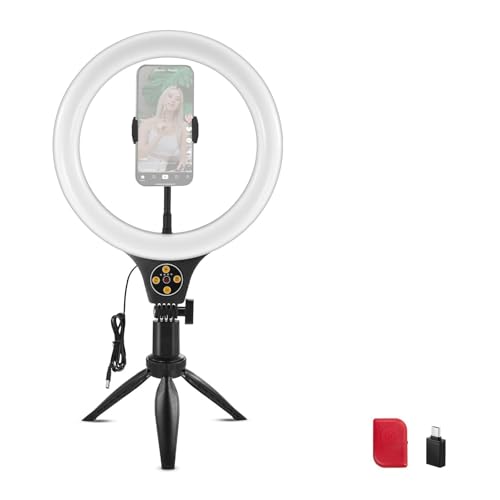 NEEWER ENTRY LEVEL VERSION 10.5�C���` ��ナ���O���C�g 10W LED���B�胉�C�g �O�r�X�^���h/�X�}�z�z���_�[/�����R���t�� iPhone�Ή� �����\ 3000K-7000K CRI85+ �X�}�z/�m�[�g�p�\�R���p���D��