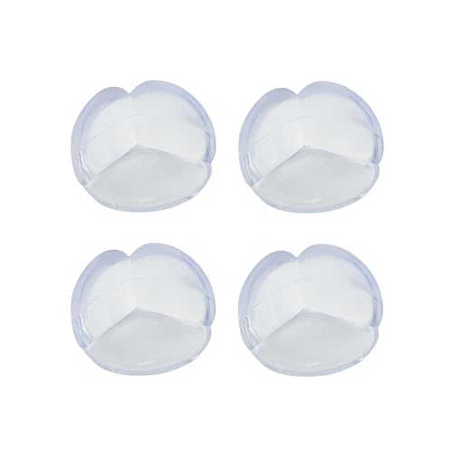 Table Corner Protectors for Furniture - Silicone Corner Guards Self-Adhesive, 4 Pcs - Clear Furniture Corner & Edge Safety Bumpers - Sharp Edge Protector Pads for Desk, Glass Tables, Ball Shape