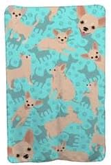 58 x 36 in. Blue Chihuahua Soft Travel Blanket with Bag