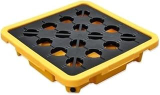 Genérico Bandejas apilables modulares de Polietileno Amarillo y Negro para Contener derrames, bidones de Aceite y bidones de Pintura (67 x 67 x 15 cm)