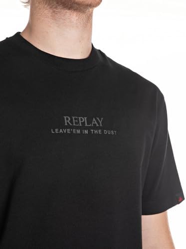 Replay M3052 T-Shirt Uomo In Puro Cotone - Girocollo Basic, Vestibilità Oversize, Colore Nero, Taglia M - 4
