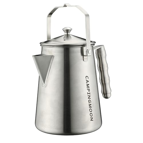 CAMPINGMOON 1.5L Campfire Kettle Stainless Steel Camping Coffee Pot Full capacity 1.86L SW-6