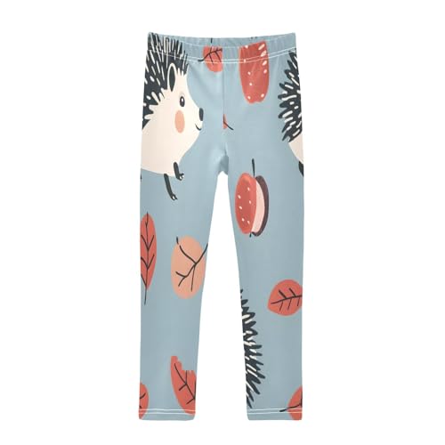 Bolaz Toddler Girls Leggings Printed Yoga Pants Leggings Hedgehog and Leaves for Kids