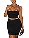 Kaximil Women's Summer 2 Piece Outfits Cami Crop Top Bodycon Skirt Mini Club Dress, Medium, Black