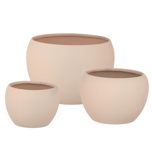 Image of Elegant Cream Matte Finished Tabletop Planters Pots for Plants Flowers, Living Room Drawing Room Balcony Office Decoration Ideas for Plants Set of 3 (Plants not Included)