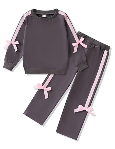Image of 2025 Girls Sweatsuit Set Cute Hooded Sweatshirt & Jogger Pants with Pocket Casual Outfuts Set