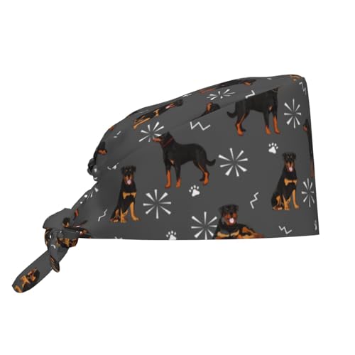 Image of Working Cap Scrub Cap with Sweatband Adjustable Unisex Women Tie Back Hat Nurse Surgical Caps