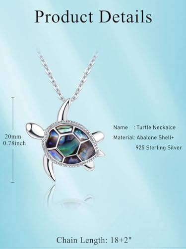 PRAYMOS Sea Turtle Necklace for Women 925 Sterling Silver Abalone Shell Turtle Jewelry Birthday Stocking Stuffers for Her 5