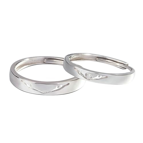 Bague en argent 925 et bois de cerf alliance de mariage réglable