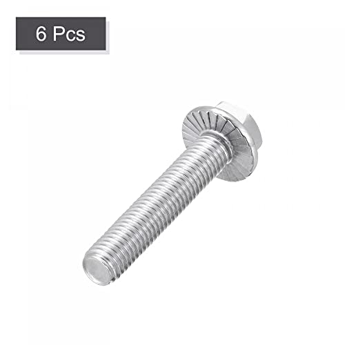 Image of uxcell M10x55mm Hex Serrated Flange Bolts Screws Metric Thread 304 Stainless Steel 6pcs