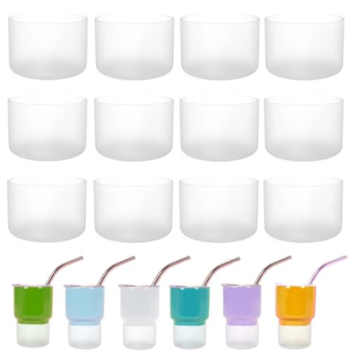 GENLEAS 12 Pack Mini Tumbler Shot Glass sillicone boot for 2-3oz Mini Tumbler Shot Glass, Protective Silicone Cover Sleeve with 1.59-1.62in Bottom, Anti-Slip Sleeve