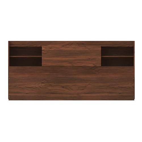 Image of Amazon Brand - Solimo Altamore Engineered Wood King Bed with Headboard and Box Storage (Walnut Finish)