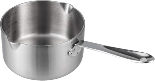 Stainless Steel Milk Pot Butter Warmer with Double Pouring 10cm 350ml Turkish Coffee Pot for Tea Coffee Butter Warmer,Maple Syrup,Sauce Heating