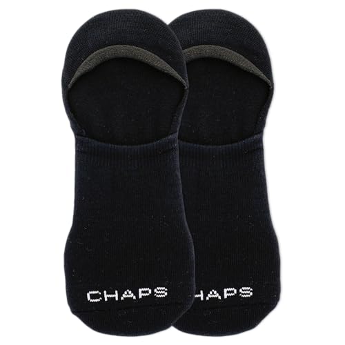 Chaps Men's Premium Cotton Dress Liner Socks-2 Pair Pack-Cushion Comfort Sole and Solid Color, Black, Shoe Size: 6-122