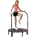 HOMCOM Trampolino Elastico Pieghevole Ø102 cm con Manubrio Regolabile 99-123cm, Trampolino da Fitness con Monitor LCD per Adulti, Tappeto Elastico per Esercizi Indoor, Nero