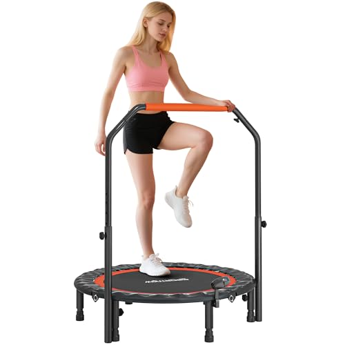 HOMCOM Trampolino Elastico Pieghevole Ø102 cm con Manubrio...