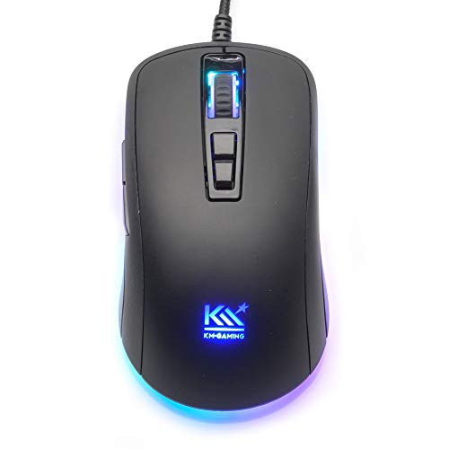 KM-Gaming K-GM2 - Ratón óptico para videojuegos (USB, 7200 cpi, sensor PMW3330, 30G, marco de metal, interruptor Omron, programable)
