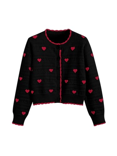 Image of CIDER Cardigan Sweaters for Women Trendy Cute Sweaters Long Sleeve Crew Neck Heart Print Cardigans Spring Fall Outfits