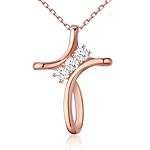 Cross Necklace for Women, 925 Sterling Silver 18K Gold Plated Diamond Necklace for Women, Cross Pendant with 3 Stone 5A Cubic Zirconia, Birthday Christmas Jewelry Gifts for Women Her, 20 Inches
