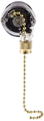 Pull Chain Switch, Off-On-On-On Circut Function, Sp3T, Brass Actuator, 6/3 Amps At 125/250 Vac #TOP22