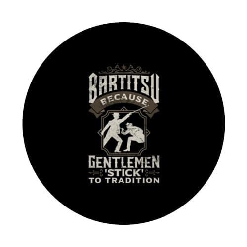 Bartitsu Because Gentlemen Funny Bartitsi Fighter PopSockets Swappable PopGrip, Black - Image 3