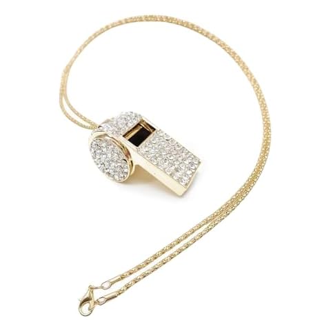 EVKILKJS Whistle,Crystal Rhinestone Whistle Keychain with Gold Plating,Coaches Whistle for Coaches,Referees,and Officials Cover