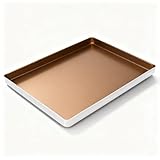 Bandeja para Hornear de Aleación de Aluminio 40x30x3 cm, Revestimiento Antiadherente Dorado - Ligera y Duradera, Ideal para Hornear y Asar en Casa