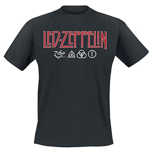 Led Zeppelin Logo & Symbols Männer T-Shirt schwarz L 100% Baumwolle Band-Merch, Bands