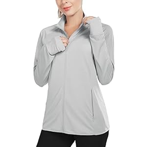 BALEAF Women’s Long Sleeve Running Shirts UPF 50+ Sun Protection Full Zip Athletic Jackets Lightweight Zipper Pockets