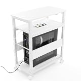 DEWEL cpuラック パソコン ラック pc ワゴンラック サイドスリムワゴン キャスター付き ゲーミングpc 棚 幅60 奥行30 高さ70cm ホワイト