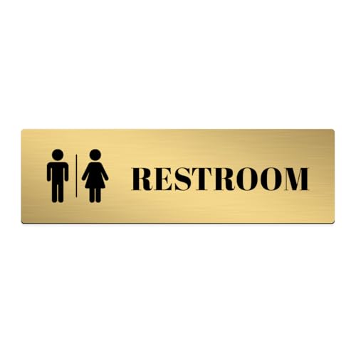 Image of Brushed Silver PVC Office Sign with Double-Sided Tape | Durable 10x3 Inch Signage for Clinics, Malls, Gyms & Hospitals - Available in Silver & Gold (Brushed Gold, Rest Room)