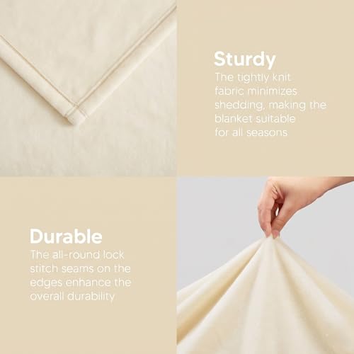 Image of Cotton Bolls Textiles Cozy Plush AC Blanket for Single Bed, Lightweight All Season Blanket, Ultra Soft Blanket for AC Room, Mild Winter, Can Be Used as Bedsheet in Winter, 60x90 Inches, Cream