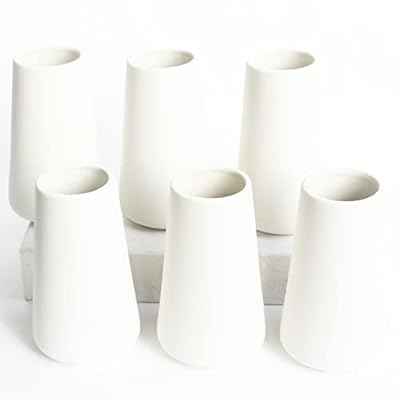 YANLING 6 Pack White Ceramic Vases for Home Decor, 6 Inch Modern Centerpieces for Pampas Grass, Table, Boho Flowers Decor
