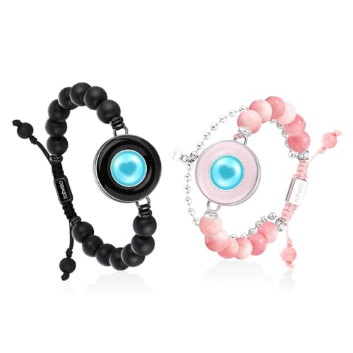 TOTWOO Long Distance Touch Bracelets for Couples, Vibration & Light up for Love Couples Bracelets | Long Distance Relationship Gifts for Girlfriend Bluetooth Pairing Jewelry