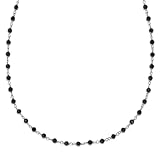 Shop LC Black Spinel 925 Sterling Silver Rhodium Plated Beaded Necklace for Women Jewelry Birthday Gifts Size 20' Ct 16.4