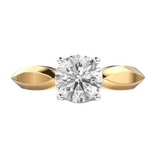 Bague moissanite ronde en argent plaqué or, le cadeau de luxe idéal pour femme