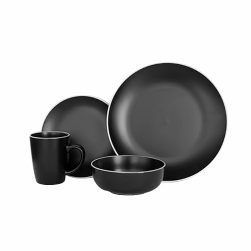 La Mejor Selección de Vajillas de ceramica del mes. 41 Chefmaker Vajilla ZIRA Elegante Moderna redonda 16 piezas para 4 personas, cerámica, color negro