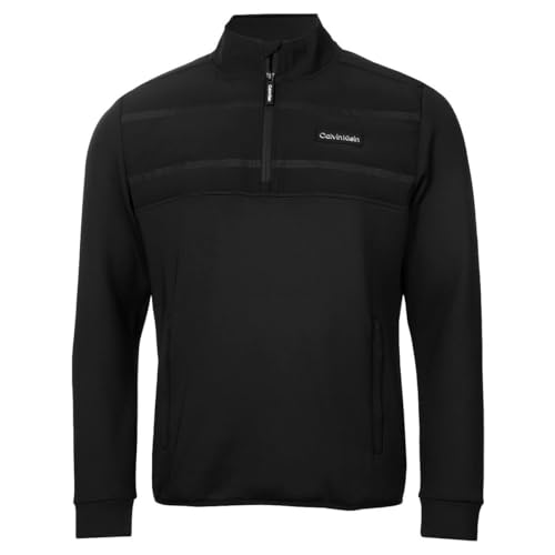 Image of Calvin Klein Mens Houston Hybrid Full Zip Sweater - Black - L