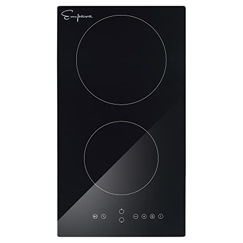 Empava Electric Cooktop, ETL Certified, Built-in Radiant Stove, Kid Safety Lock, Timer, 9 Heating Levels, Overheat Protection, All Kinds of Cookware,240V Hard Wired, No Plug, 12 Inch, Black