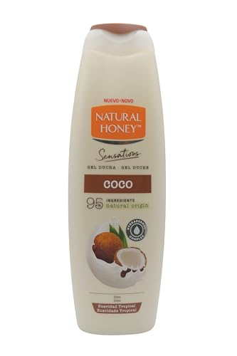 Natural Honey, Gel de Ducha con Extracto Natural de Coco Hidratante y Suavizante, con Hydradermal Complex para una Piel Suave, Fresca y Protegida, Aroma Tropical, Línea Sensations, 650 ml