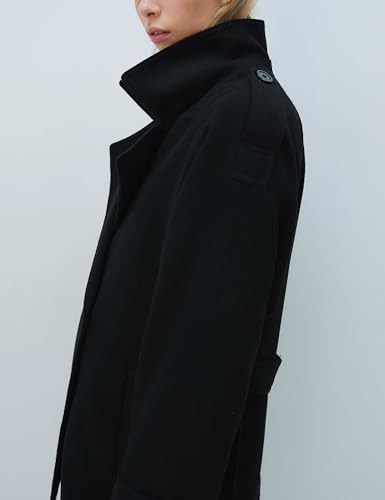 Yeokou Women's Wool Blend Pea Coat Notch Lapel Double Breasted Winter Loose Short Button Belt Outerwear Jacket4