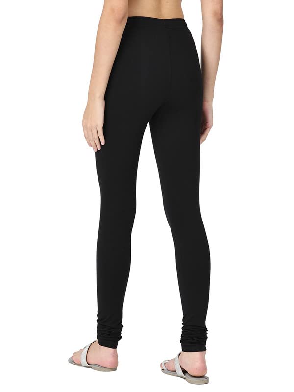 Image of Robinbosky Premium Cotton Lycra Black Churidar Leggings (XL, Black)