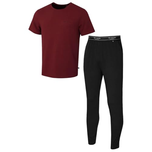Ted Baker Mens T Shirt And Jogger Set - Raddicchio/Black - L