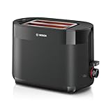 Bosch MyMoment Delight TAT2M123GB - Compact 2-Slice Toaster with Reheat/Defrost, Integrated Bun Warmer, Auto Shut-Off, High Lift and Crumb Tray, in Matte Black