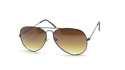 Óculos De Sol Solar Aviador Metal Masculino Feminino (Preto-Marrom)