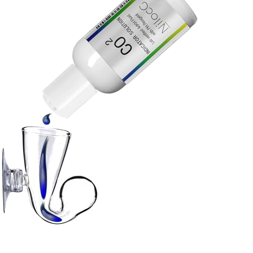 Image of NilocG Aquatics Glass CO2 Drop Checker - CO2 Monitor Kit for Aquarium Tank - Functional and Reliable - Transparent Drop Checker, 4dkh /pH Reagent Solution and Suction Cup